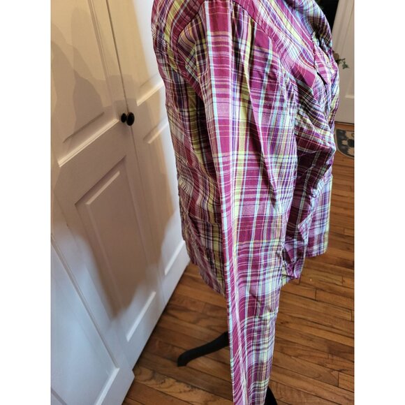 Wrangler Rancher Cotton Plaid Button Up Shirt Snap Buttons Pockets XXL Western - Picture 6 of 6